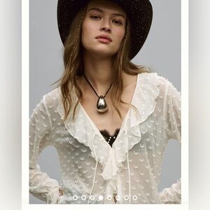 Anthropologie, never worn NWOT, lacy whimsical cottage core top